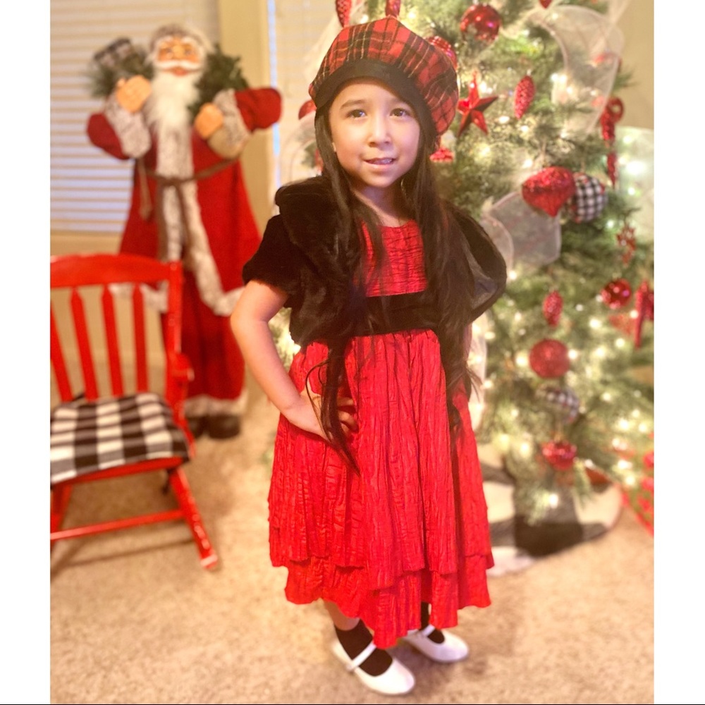 BLUEBERI BOULEVARD Red Girl Dress 4T Black Bow